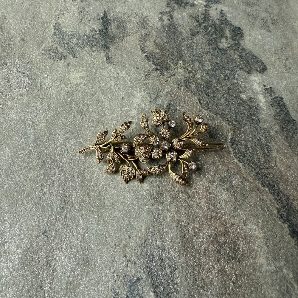 New🌟Anthropologie-Elegant Gold Floral Crystal Hair Clip - Picture 4 of 5